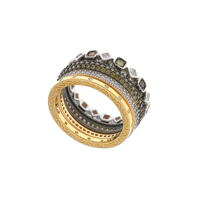 Boho 2 Sterling Silver Set of Rings plated in 18K Gold & Rhodium (No 53)