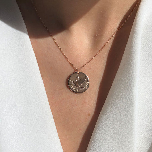 Peace 2024 Lucky Charm in Sterling Silver plated in Rose Gold