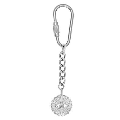 The Eye 24 Lucky Key Chain in Sterling Silver & Steel plated in Platinum