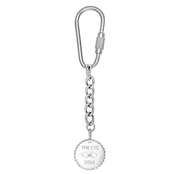 The Eye 24 Lucky Key Chain in Sterling Silver & Steel plated in Platinum