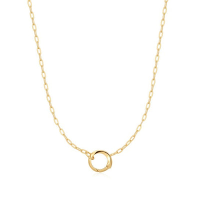 Gold Mini Link Charm Chain Connector Sterling Silver Necklace plated in 14K Gold