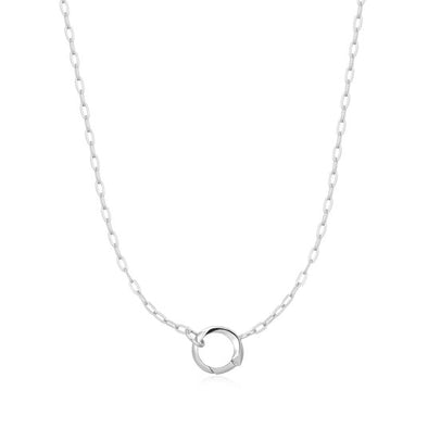 Silver Mini Link Charm Chain Connector Sterling Silver Necklace plated in Rhodium