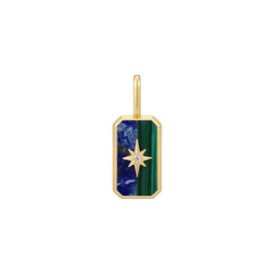 Gold Star Tag Sterling Silver Charm plated in 14K Gold