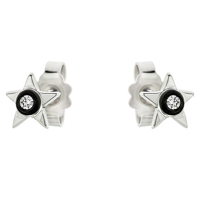 Diamond Star Earrings in 18K White Gold