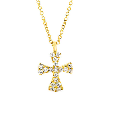 Cross Necklace in 18K Yellow Gold with 0.14ct Diamonds