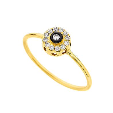 Diamond Rosette Solitaire Ring in 18K Yellow Gold