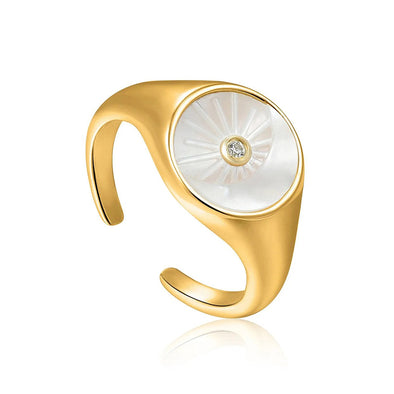 Eclipse Emblem Sterling Silver Adjustable Ring plated in 14K Gold