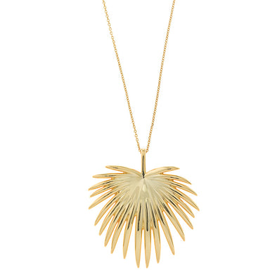 Rounded Gold Leaf Sterling Silver Necklace plated in 18K Gold