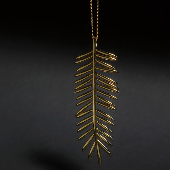 Gold Leaf Sterling Silver Necklace plated in 18K Gold