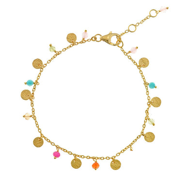 Organic Multicolor Sterling Silver Chain Bracelet plated in 18K Gold