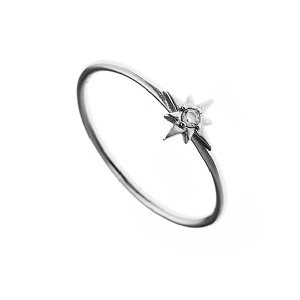 Salvatore Plata Star Sterling Silver Ring plated in Rhodium (No 54)