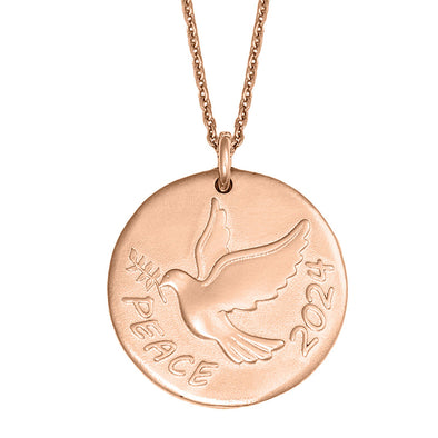 Peace 2024 Lucky Charm in Sterling Silver plated in Rose Gold