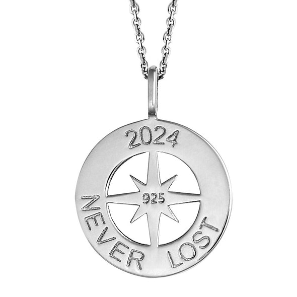 Γούρι Πυξίδα Compass 2024 σε Ασήμι 925 με επιμετάλλωση σε Πλατίνα