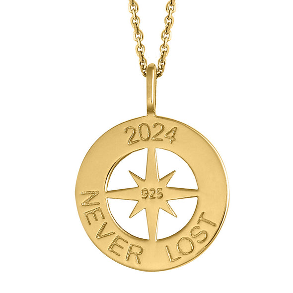 Γούρι Πυξίδα Compass 2024 σε Ασήμι 925 με επιμετάλλωση σε Χρυσό 18Κ