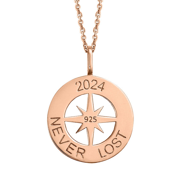 Γούρι Πυξίδα Compass 2024 σε Ασήμι 925 με επιμετάλλωση σε Ροζ Χρυσό 18Κ
