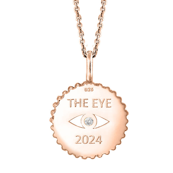 Γούρι Νόμισμα-Μάτι The Eye 24 σε Ασήμι 925 με επιμετάλλωση σε Ροζ Χρυσό 18Κ