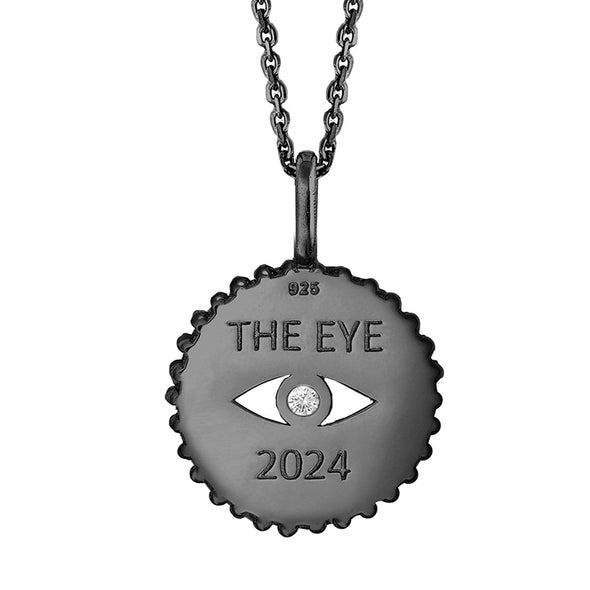 Γούρι Νόμισμα-Μάτι The Eye 24 σε Ασήμι 925 με επιμετάλλωση σε Μαύρο Μέταλλο