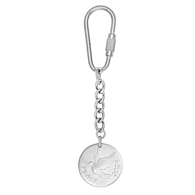 Peace 2024 Lucky Key Chain in Sterling Silver & Steel plated in Platinum
