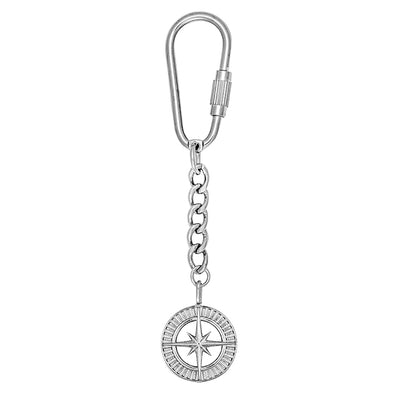 Compass 2024 Lucky Key Chain in Sterling Silver & Steel plated in Platinum