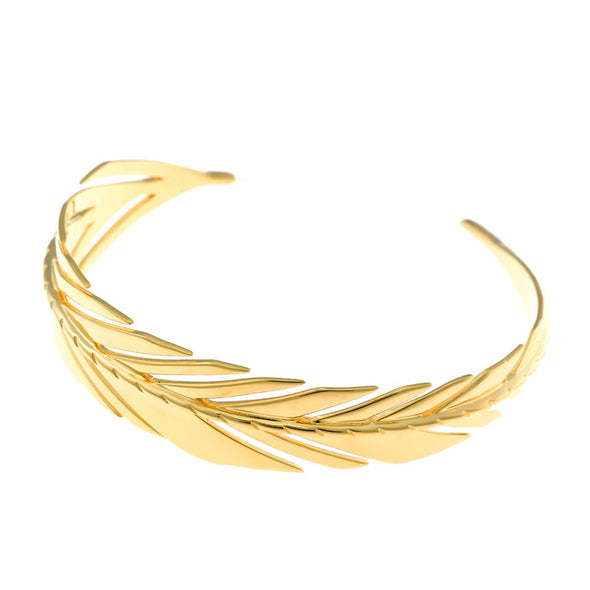 Feather Sterling Silver Cuff Bracelet plated in 18K Gold