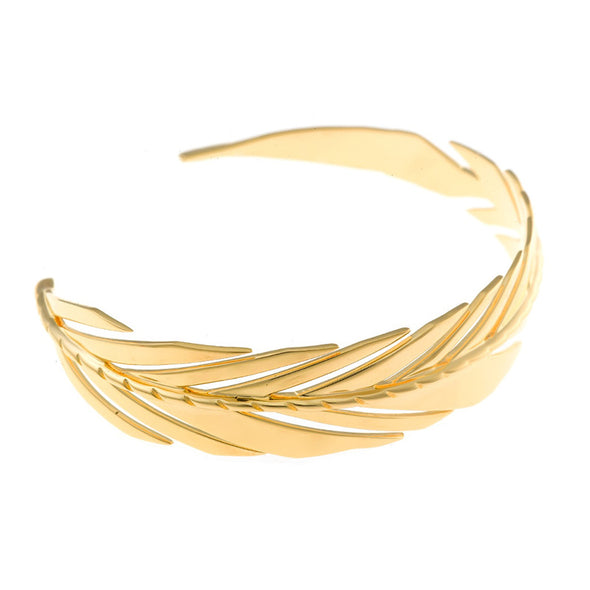 Feather Sterling Silver Cuff Bracelet plated in 18K Gold