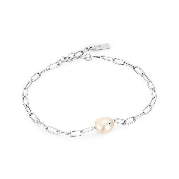 Silver Pearl Sparkle Chunky Chain Bracelet