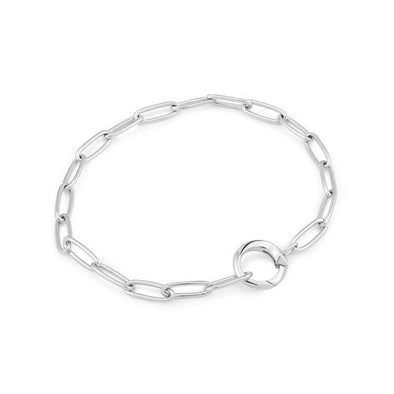 Link Charm Chain Connector Sterling Silver Bracelet plated in Rhodium