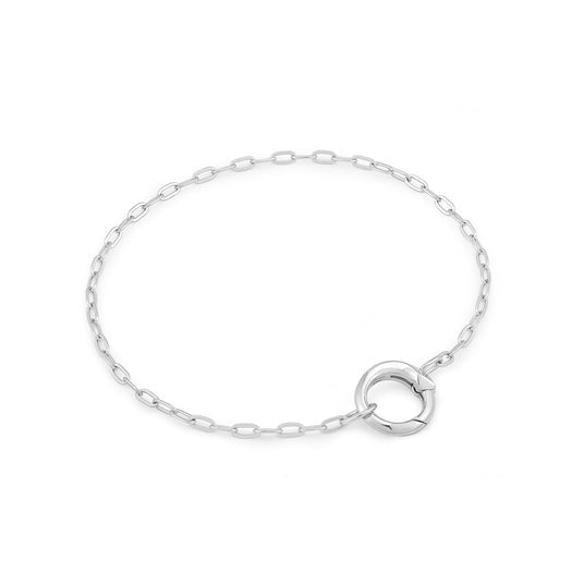 Mini Link Charm Chain Connector Sterling Silver Bracelet plated in Rhodium