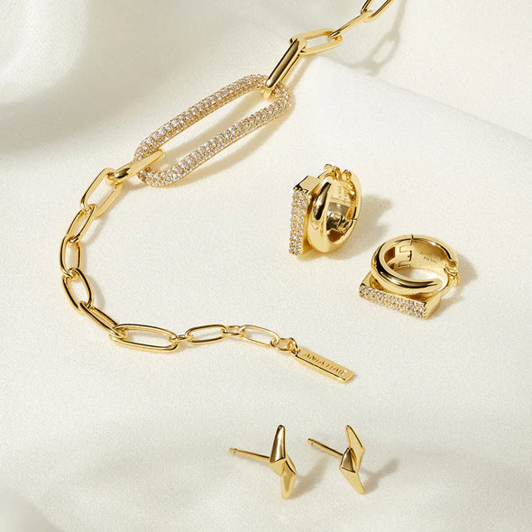 Gold Pavé Link Bracelet