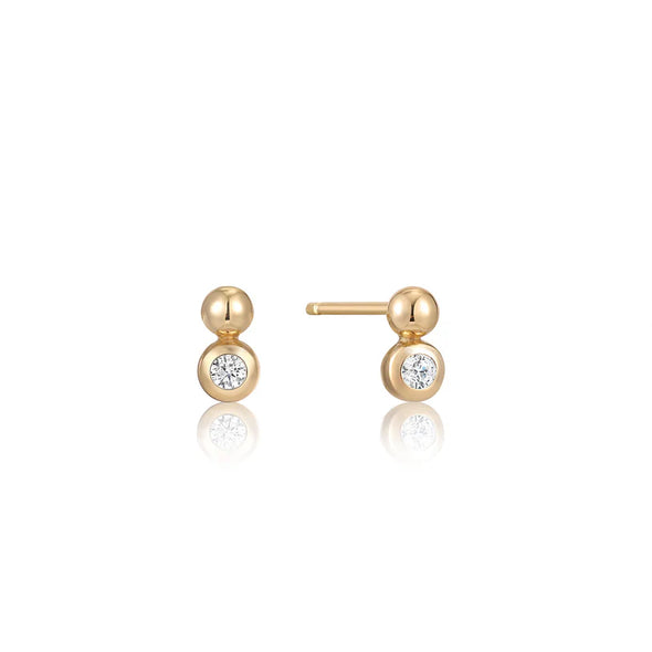 Gold Orb Sparkle Stud Earrings