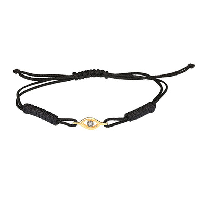 Eye Diamond Bracelet in 18K Yellow Gold with Makrame Cord