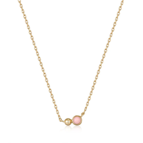 Gold Orb Rose Quartz Pendant Necklace