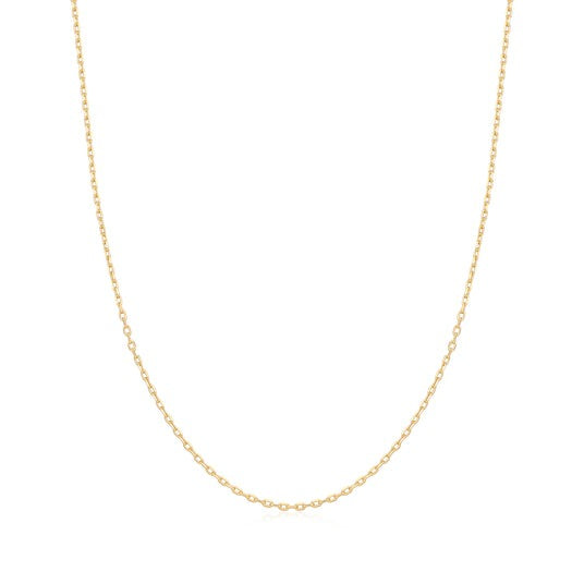 Gold Mini Link Charm Chain Sterling Silver Necklace plated in 14K Gold