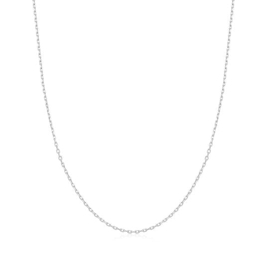 Mini Link Charm Chain Sterling Silver Necklace plated in Rhodium