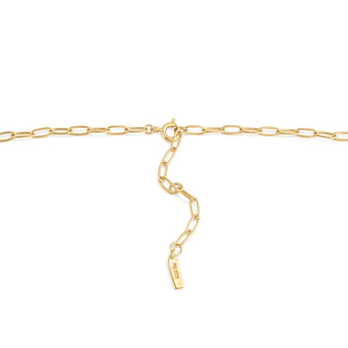 Gold Link Charm Chain Sterling Silver Necklace plated in 14K Gold