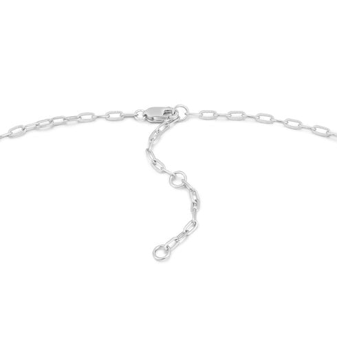 Silver Mini Link Charm Chain Connector Sterling Silver Necklace plated in Rhodium
