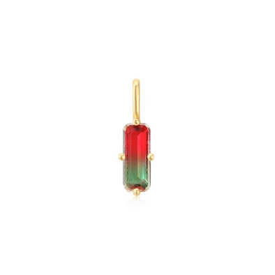Gold Faceted Red Sterling Silver Charm plated in 14K Gold