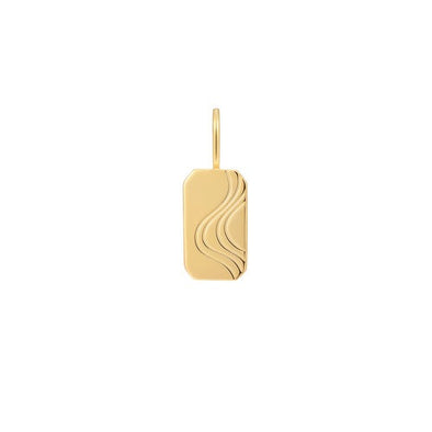 Gold Wave Tag Sterling Silver Charm plated in 14K Gold