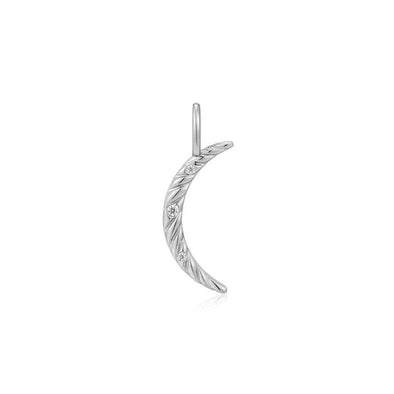 Moon Sterling Silver Charm plated in Rhodium