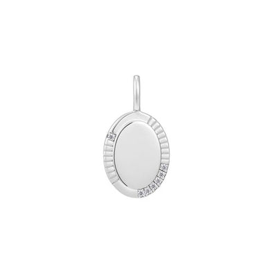 Oval Sterling Silver Charm plated in Rhodium