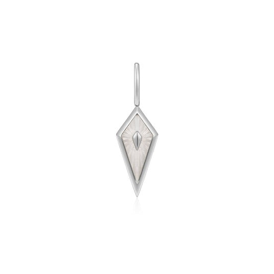 Mother of Pearl Kite Sterling Silver Charm plated in Rhodium