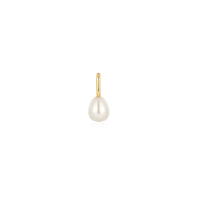 Gold Pearl Sterling Silver Charm plated in 14K Gold