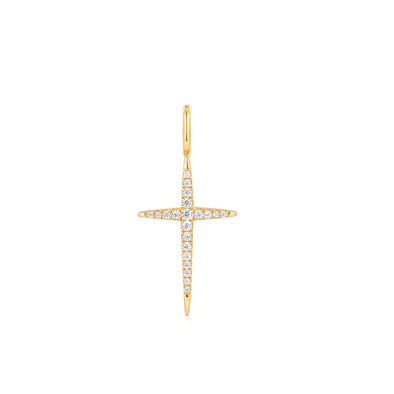 Gold Cross Sterling Silver Charm plated in 14K Gold