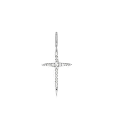 Cross Sterling Silver Charm plated in Rhodium