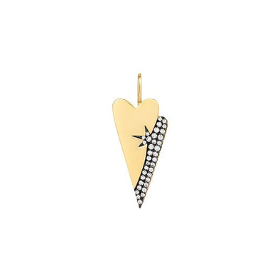 Gold Double Heart Sterling Silver Charm plated in 14K Gold