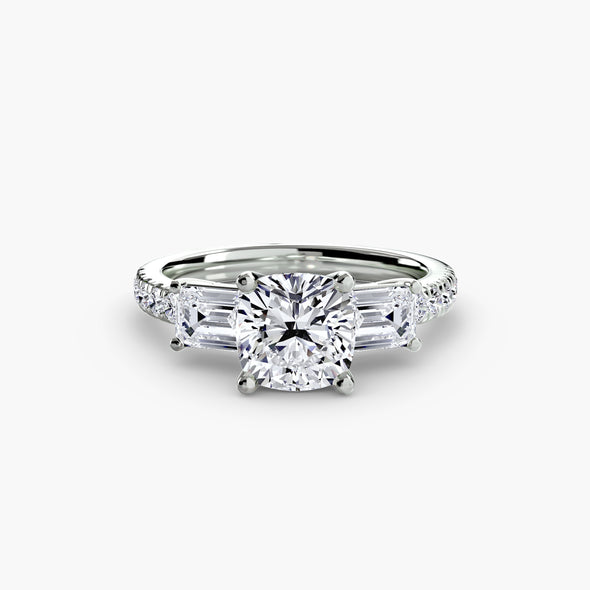 Three-Stone Ring with Pavé Band 4