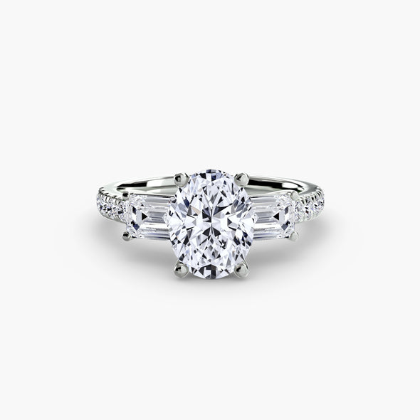Three-Stone Ring with Pavé Band 4