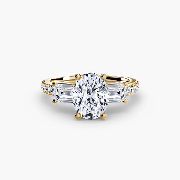 Three-Stone Ring with Pavé Band 4