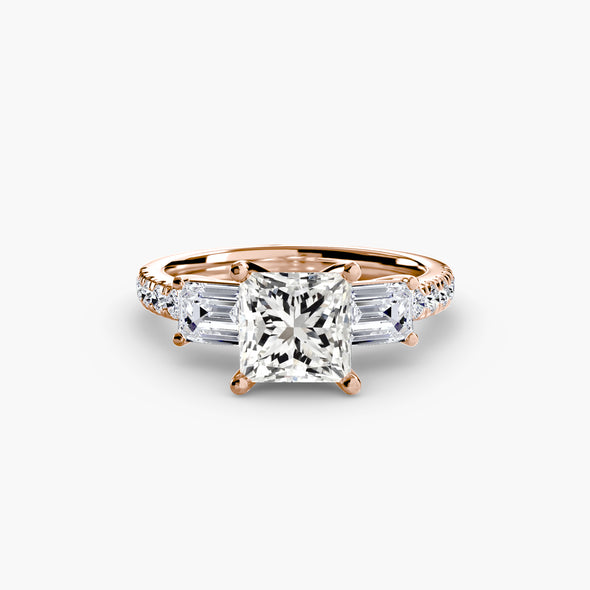 Three-Stone Ring with Pavé Band 4