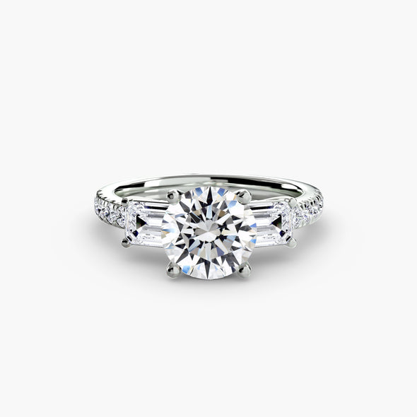 Three-Stone Ring with Pavé Band 4